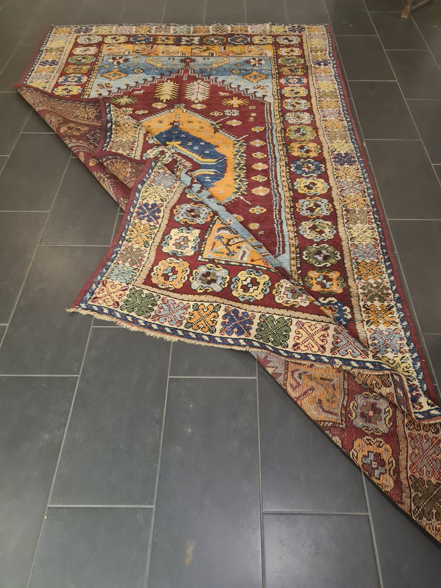 Orientteppich Antiker Handgeknüpfter Teppich Kasak old rug Sammlerstück 332x197cm