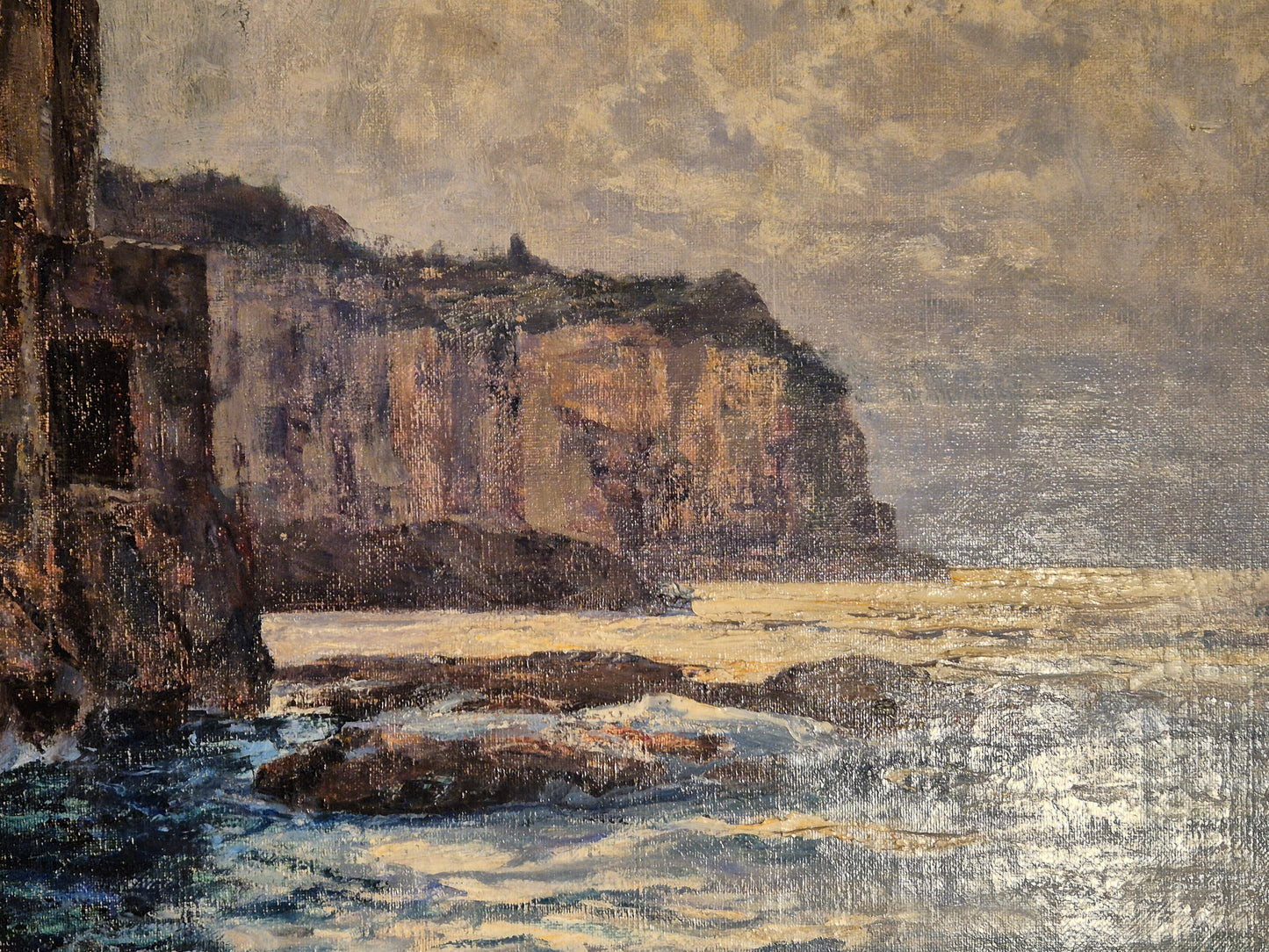 Albert Wenk (1863-1934) Ölgemälde Südeuropäische Küstenlandschaft 127x137