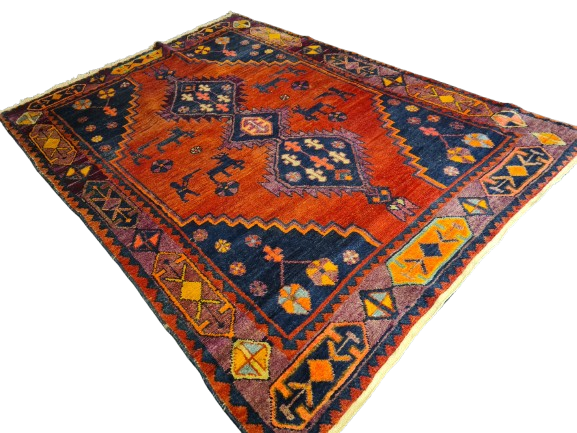 Perserteppich Orientteppich Handgeknüpfter Teppich Afshari antik 208x147cm