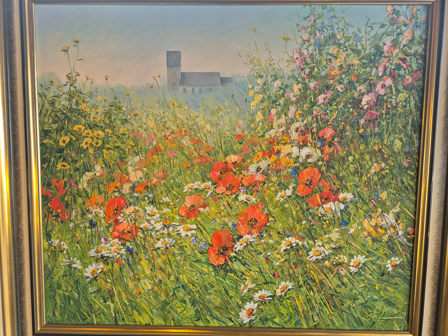 Detlef Rahn (geb. 1943) Ölgemälde Öl auf Leinwand Blumenwiese 74x84