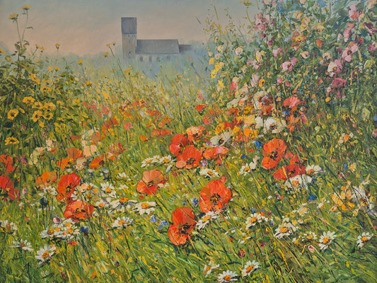 Detlef Rahn (geb. 1943) Ölgemälde Öl auf Leinwand Blumenwiese 74x84