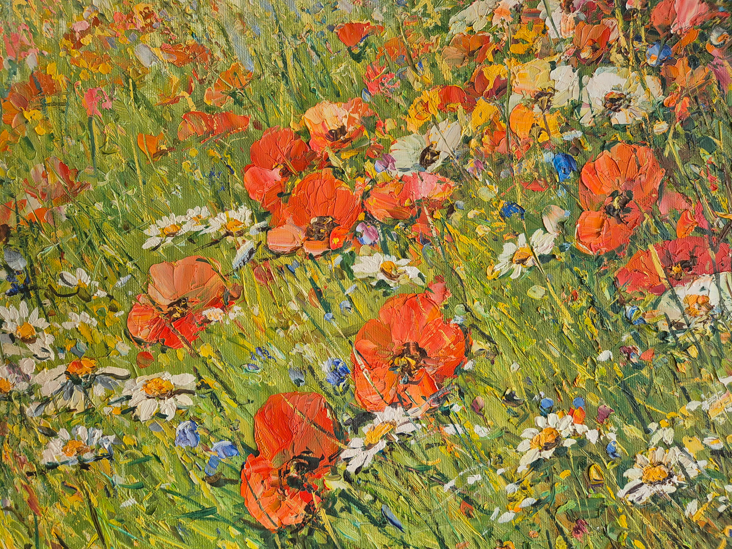 Detlef Rahn (geb. 1943) Ölgemälde Öl auf Leinwand Blumenwiese 74x84