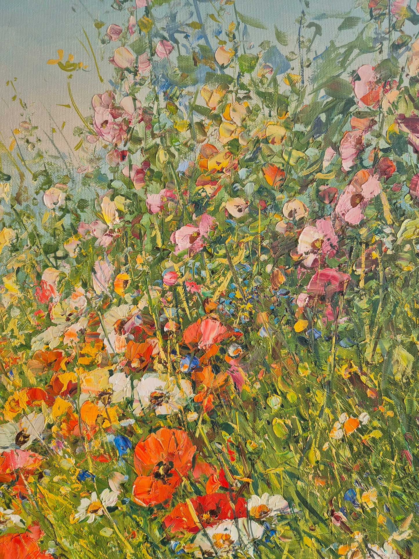 Detlef Rahn (geb. 1943) Ölgemälde Öl auf Leinwand Blumenwiese 74x84