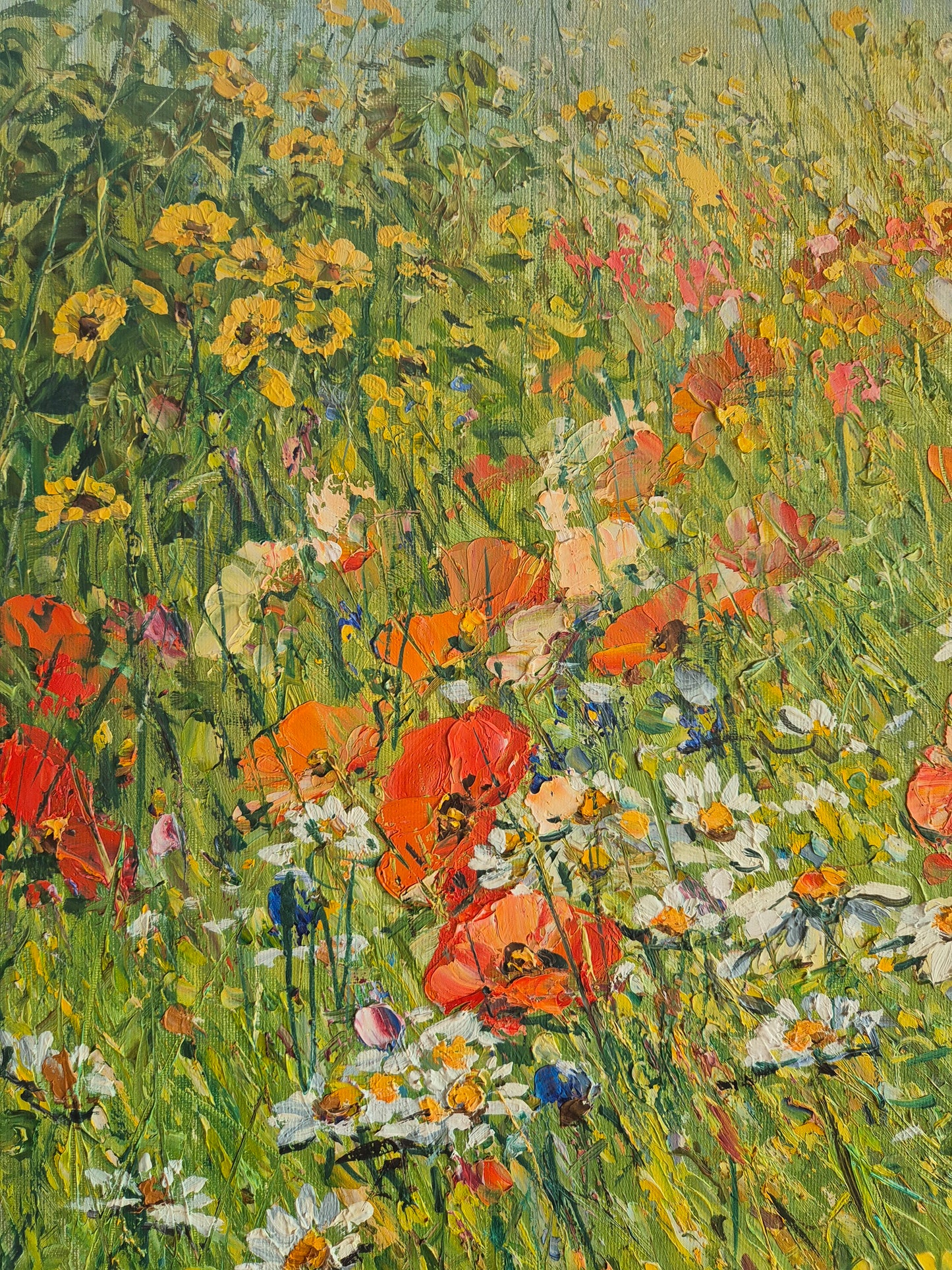 Detlef Rahn (geb. 1943) Ölgemälde Öl auf Leinwand Blumenwiese 74x84