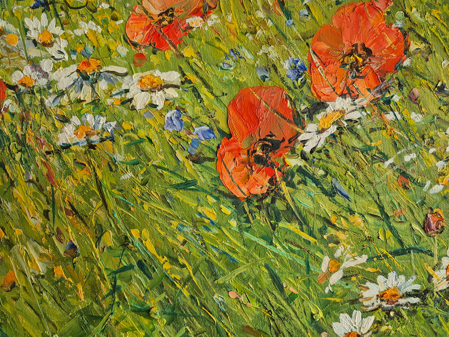 Detlef Rahn (geb. 1943) Ölgemälde Öl auf Leinwand Blumenwiese 74x84