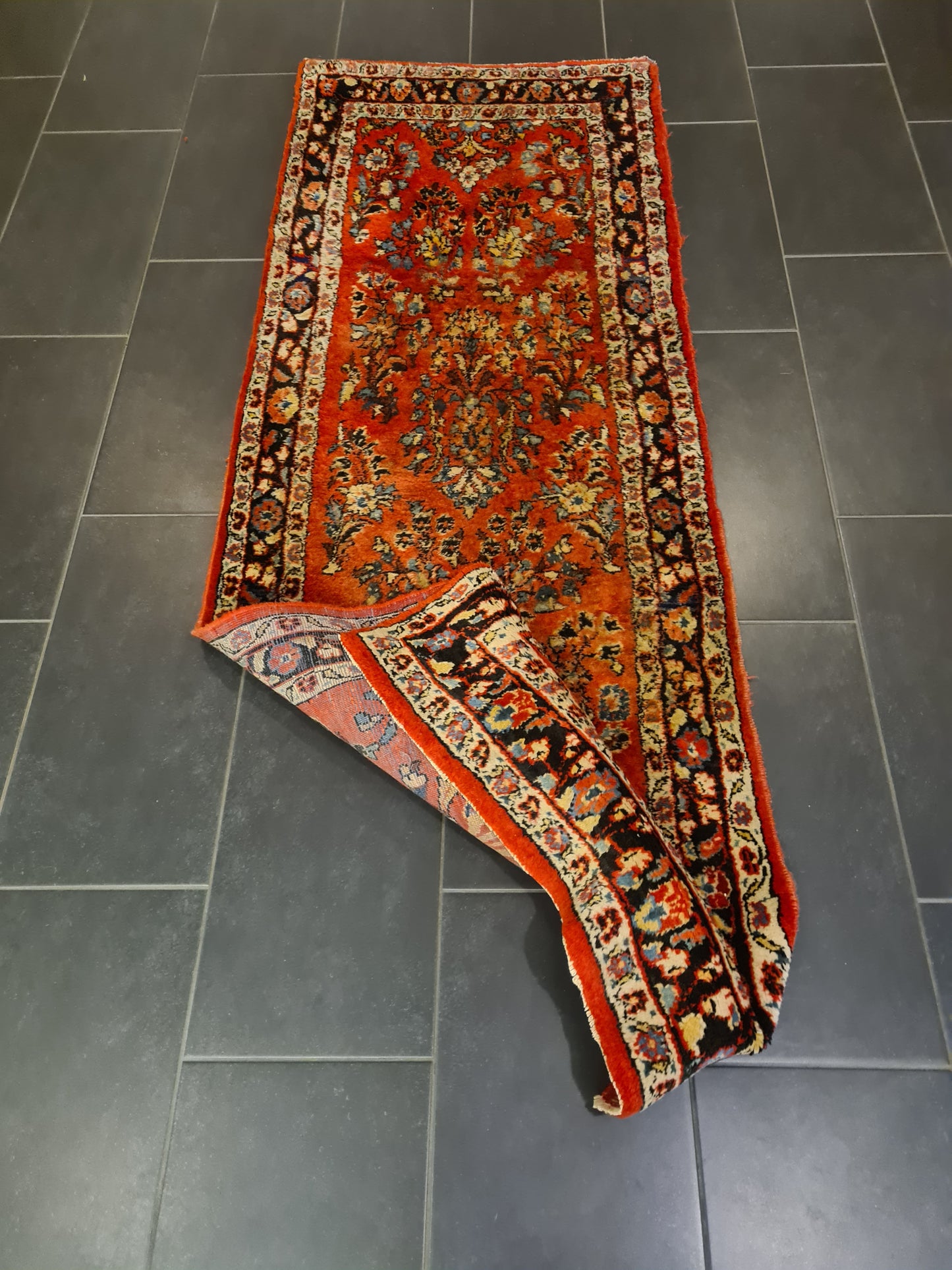 Perserteppich Orientteppich Handgeknüpfter Teppich Sarough Läufer 222x82cm