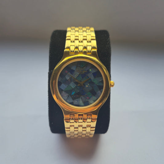 Garonne de Luxe: Elegante 18K Gold-Uhr mit Mosaik-Zifferblatt