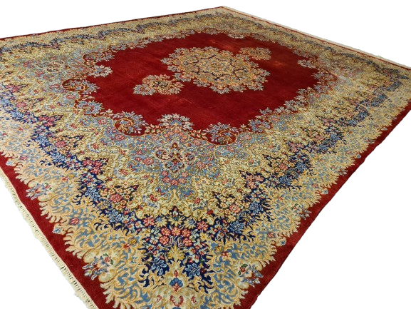 Perserteppich Orientteppich Handgeknüpfter Teppich Kirman Laver fein 380x305cm