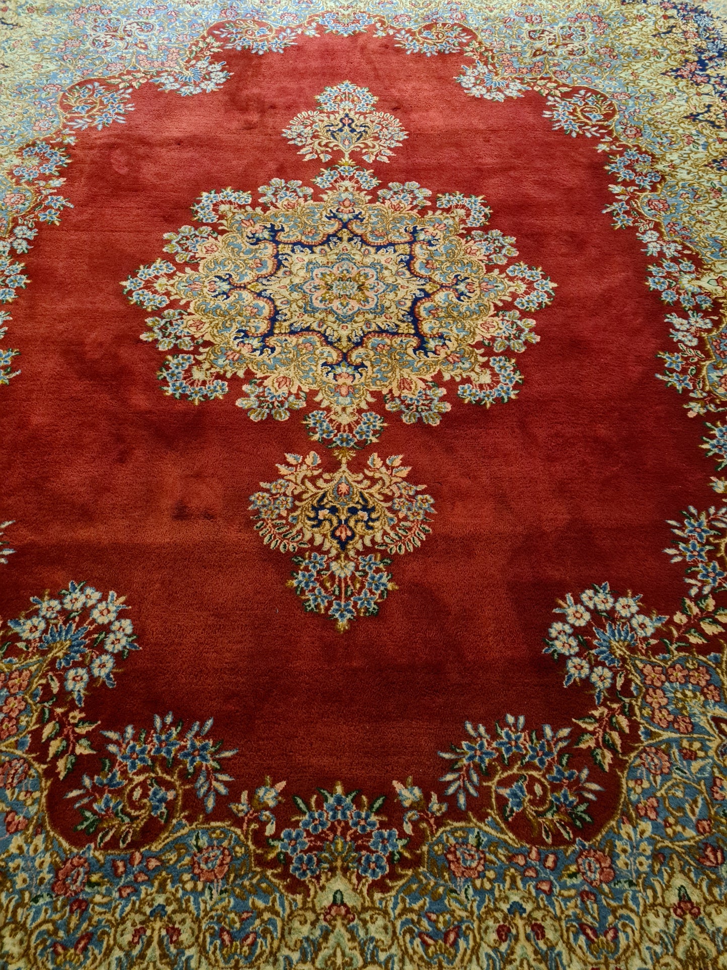 Perserteppich Orientteppich Handgeknüpfter Teppich Kirman Laver fein 380x305cm