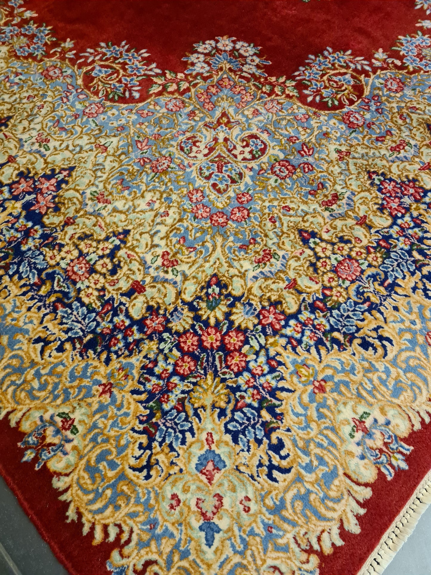 Perserteppich Orientteppich Handgeknüpfter Teppich Kirman Laver fein 380x305cm