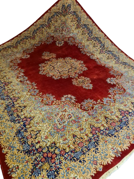 Perserteppich Orientteppich Handgeknüpfter Teppich Kirman Laver fein 380x305cm