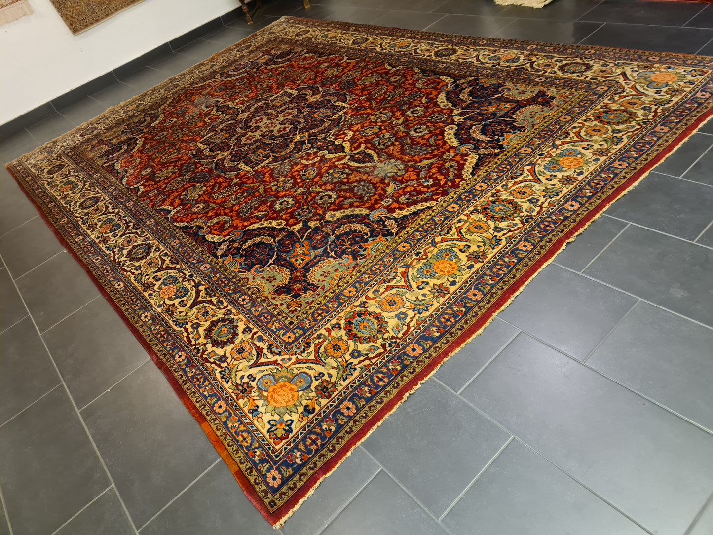 Perserteppich Orientteppich Handgeknüpfter Teppich Keshan antik 386x272cm