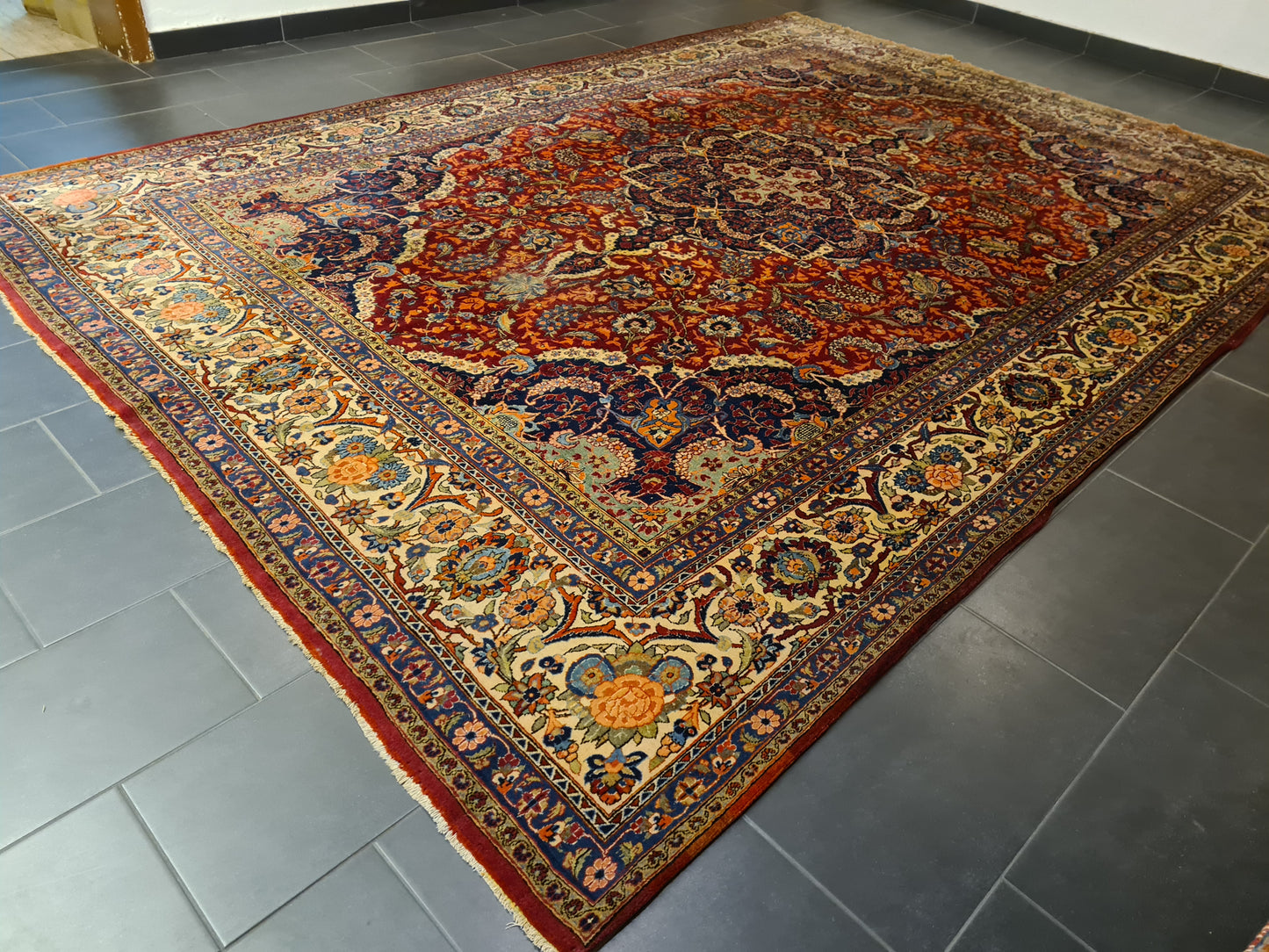 Perserteppich Orientteppich Handgeknüpfter Teppich Keshan antik 386x272cm