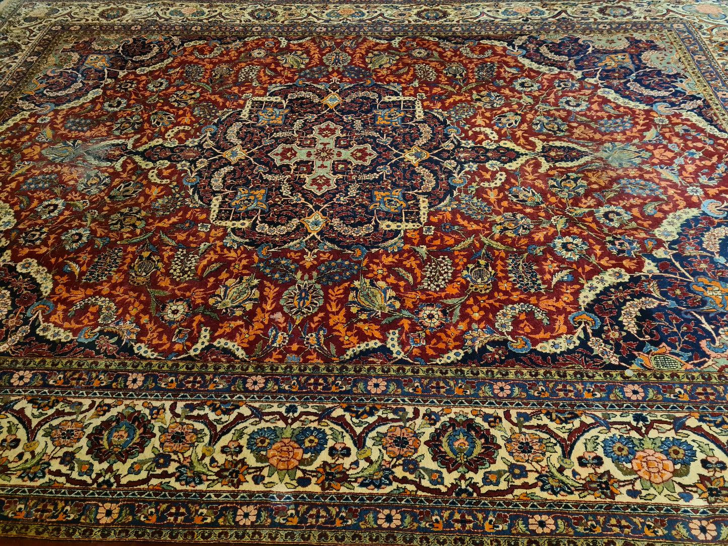 Perserteppich Orientteppich Handgeknüpfter Teppich Keshan antik 386x272cm