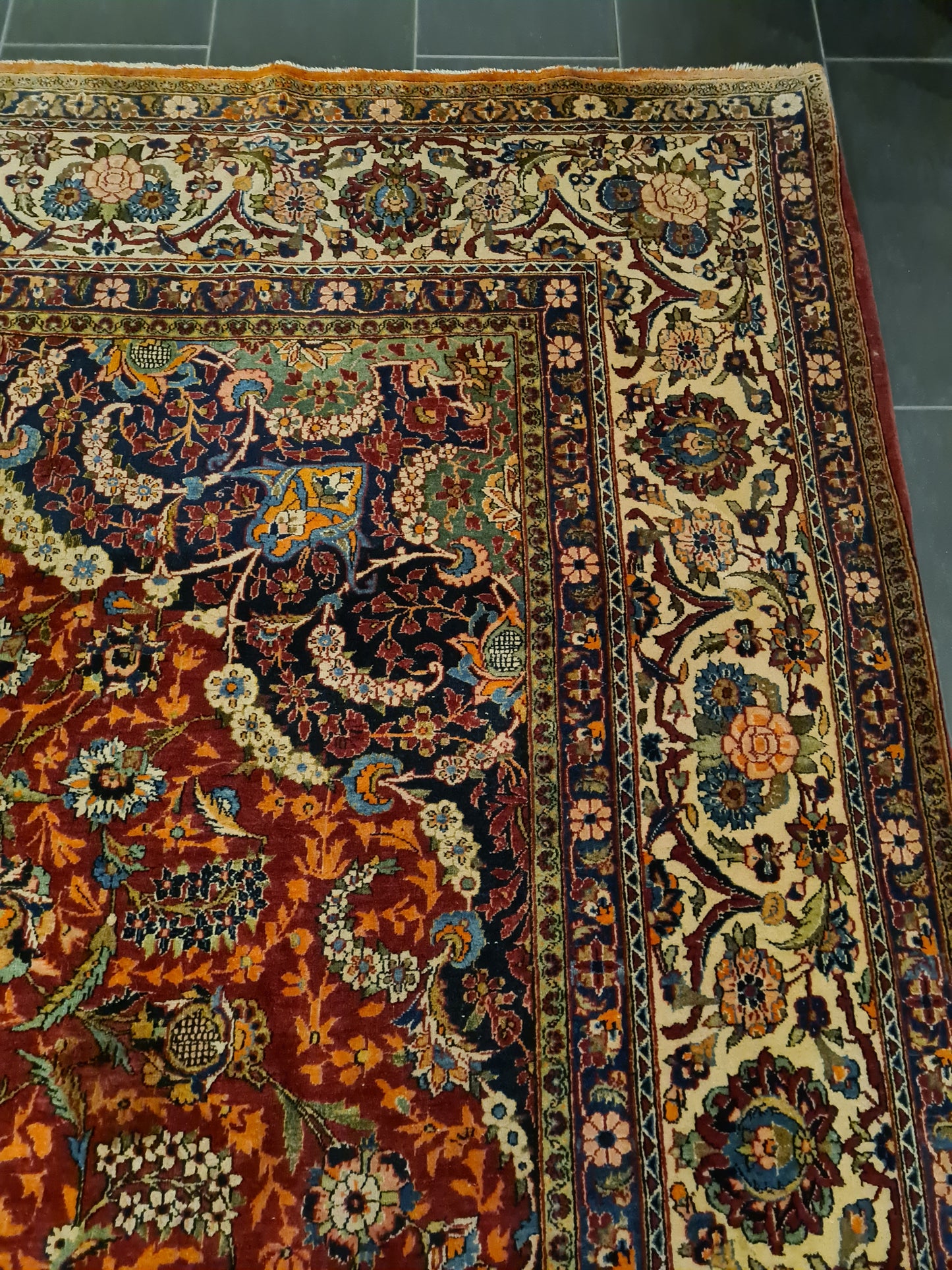 Perserteppich Orientteppich Handgeknüpfter Teppich Keshan antik 386x272cm