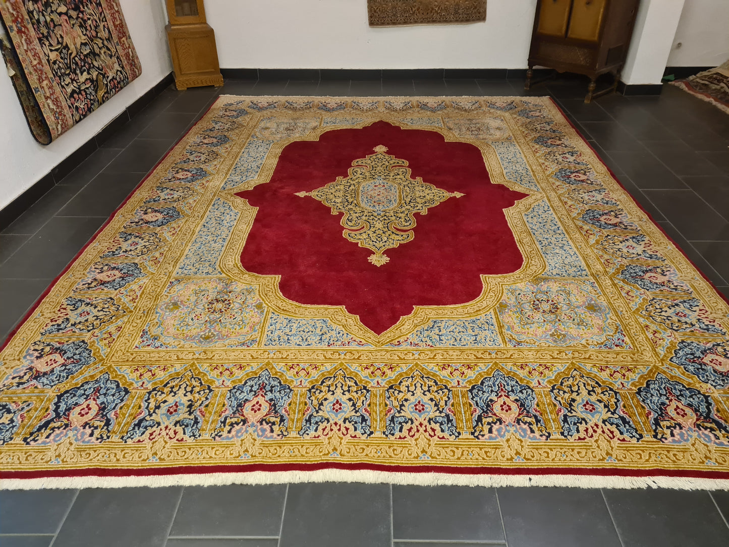 Perserteppich Orientteppich Handgeknüpfter Teppich Kirman 393x290cm