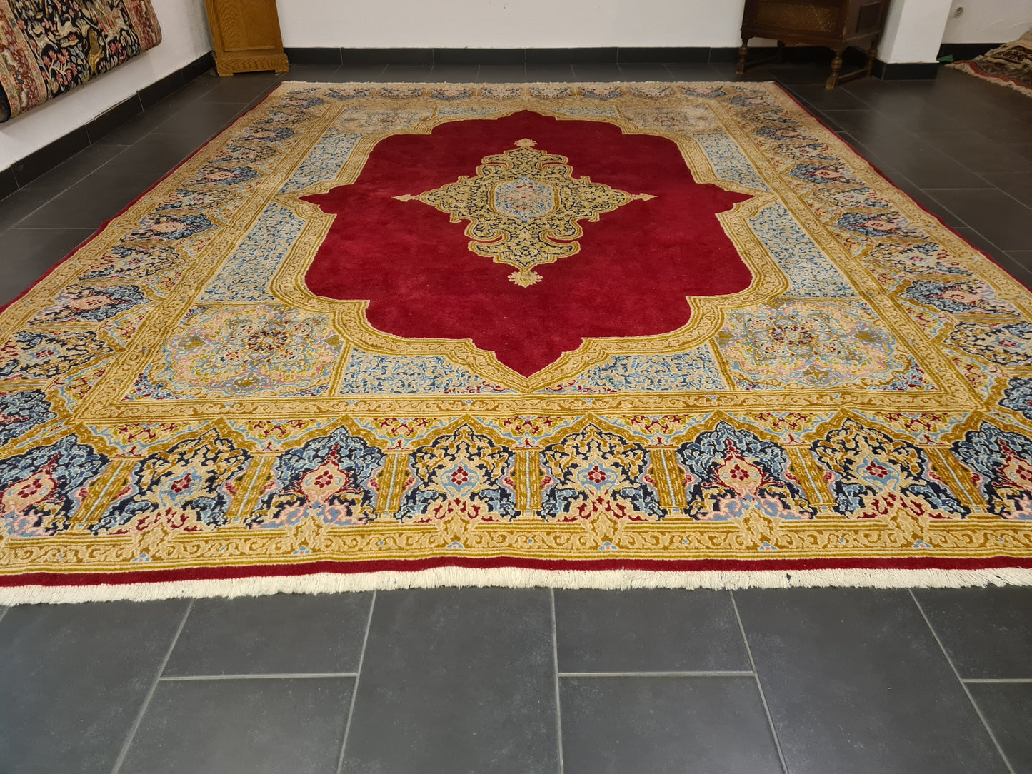 Perserteppich Orientteppich Handgeknüpfter Teppich Kirman 393x290cm