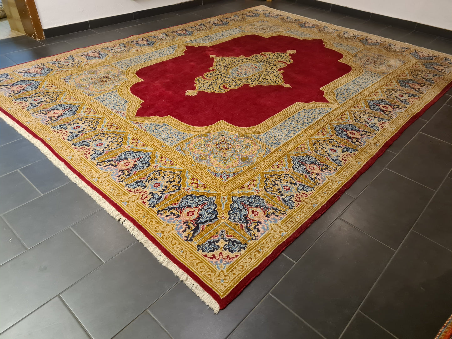 Perserteppich Orientteppich Handgeknüpfter Teppich Kirman 393x290cm