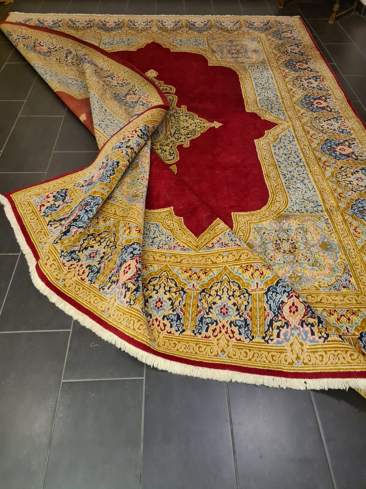 Perserteppich Orientteppich Handgeknüpfter Teppich Kirman 393x290cm