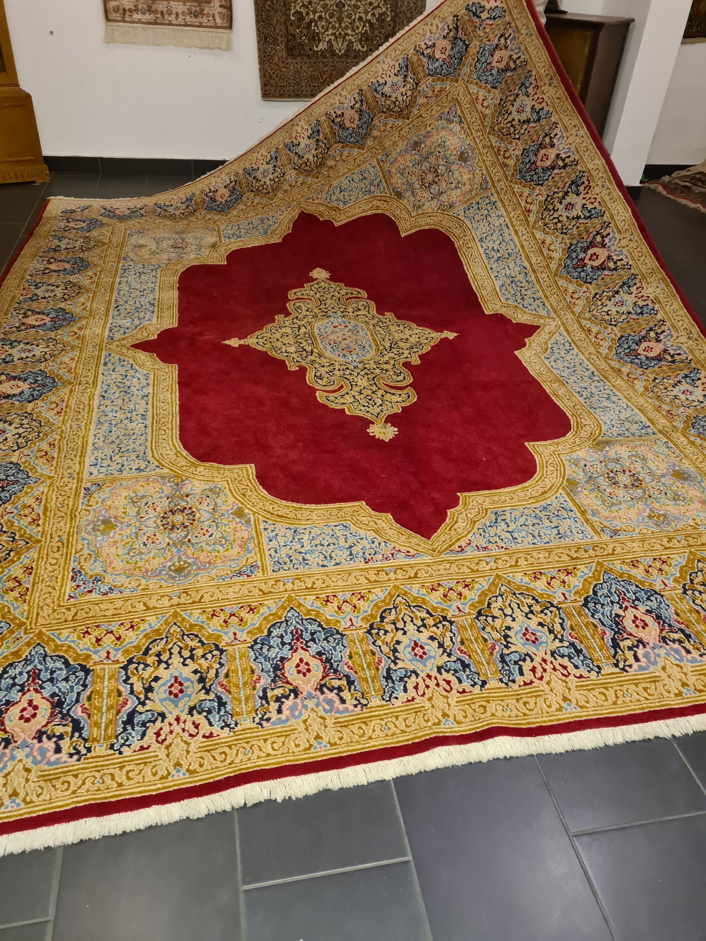 Perserteppich Orientteppich Handgeknüpfter Teppich Kirman 393x290cm