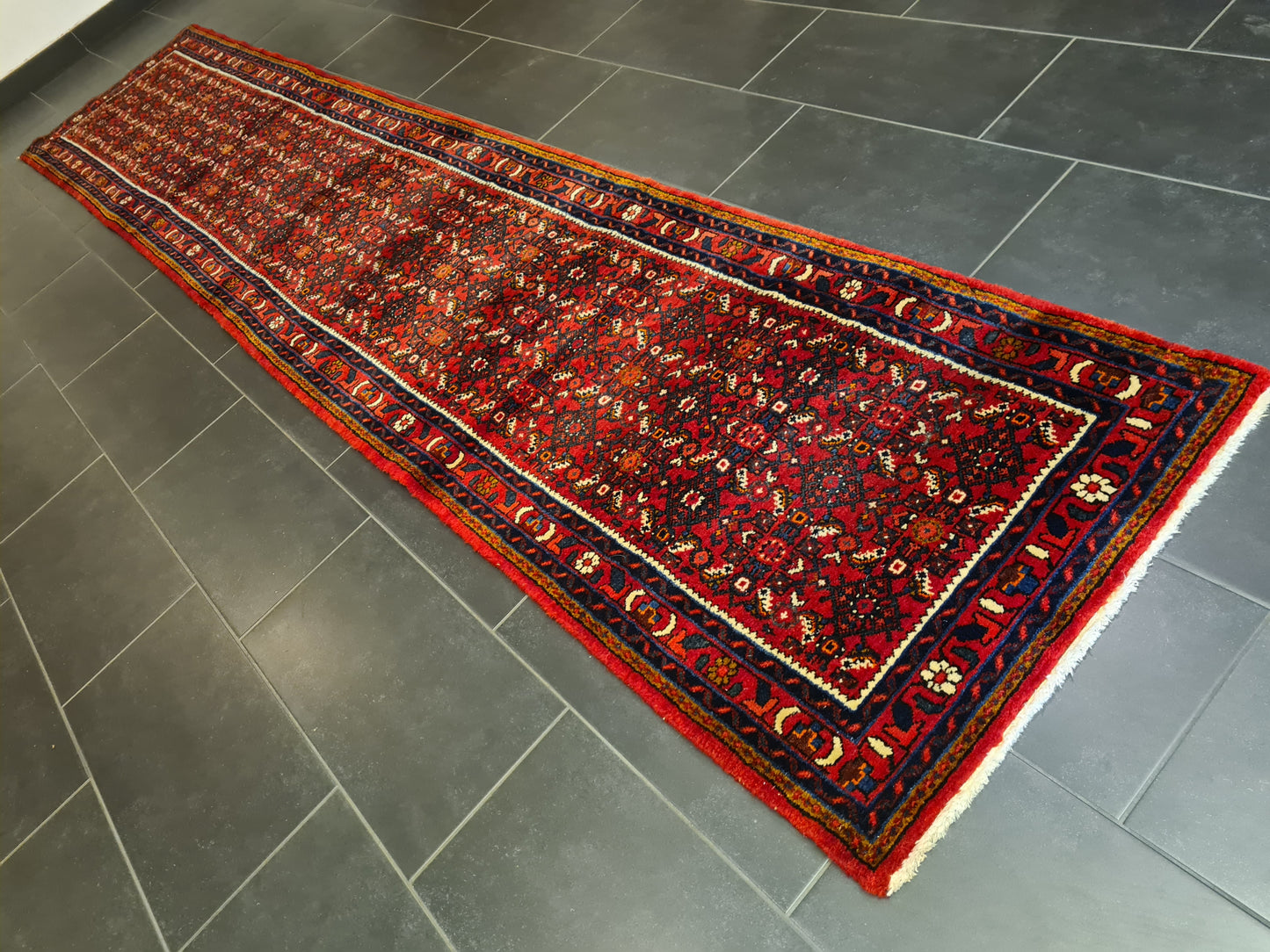 Perserteppich Orientteppich Handgeknüpfter Teppich Malaya Läufer 400x82cm