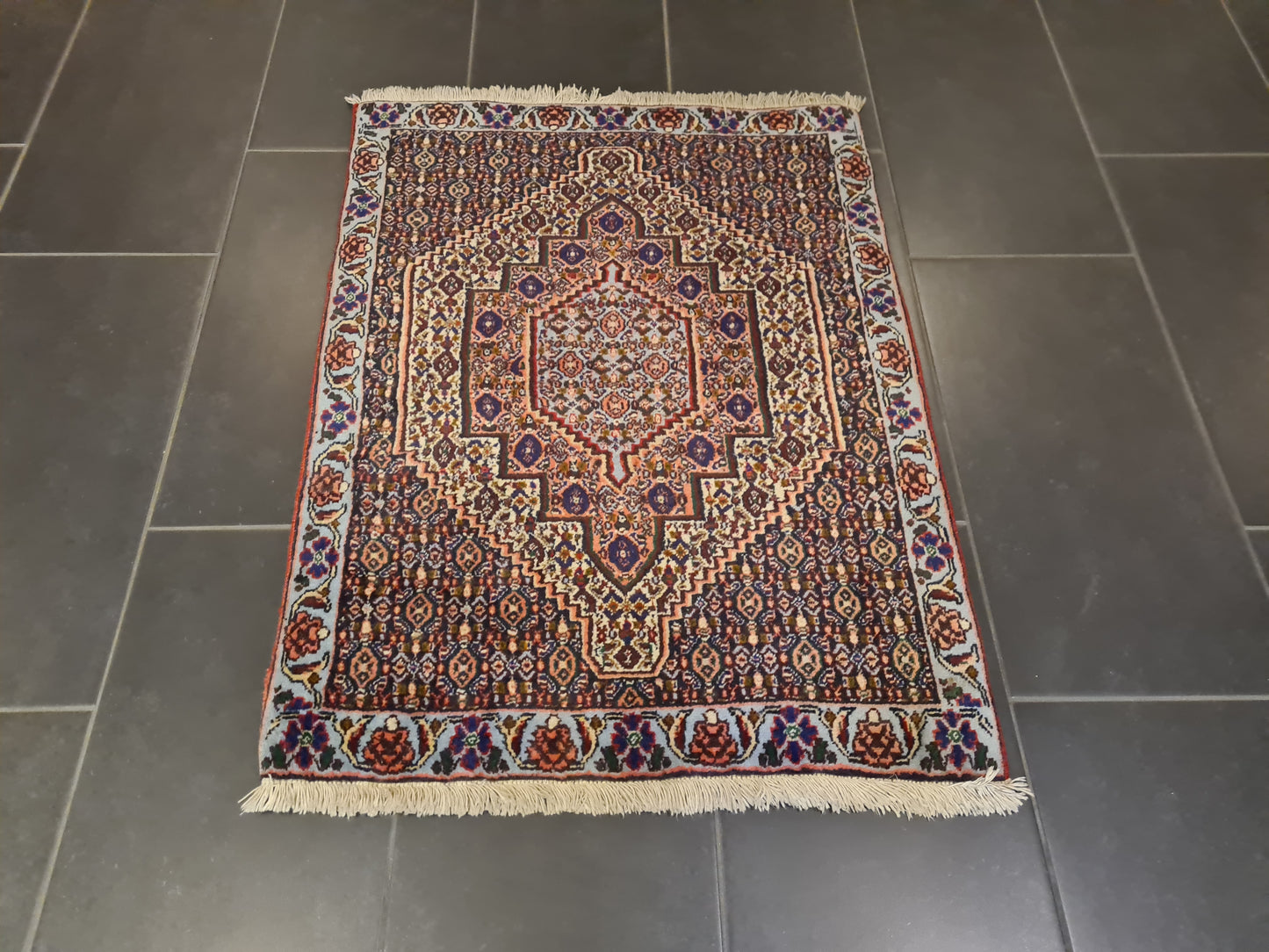 Perserteppich Orientteppich Handgeknüpfter Teppich Senneh Bidjar 100x74cm