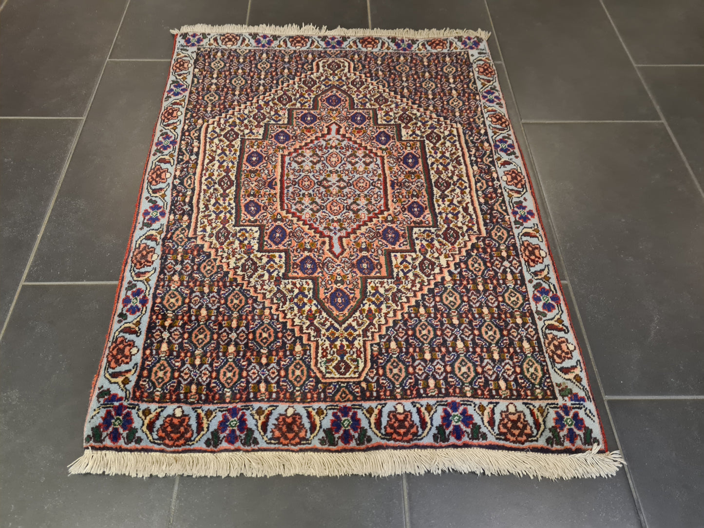 Perserteppich Orientteppich Handgeknüpfter Teppich Senneh Bidjar 100x74cm