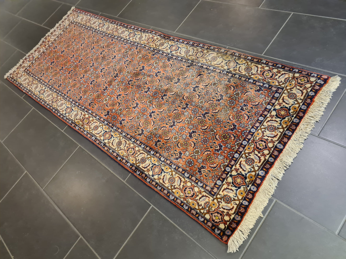 Perserteppich Orientteppich Handgeknüpfter Teppich Läufer Bidjar 212x83cm