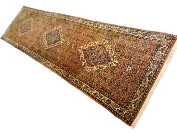 Perserteppich Orientteppich Handgeknüpfter Teppich Bidjar Läufer 325x90cm