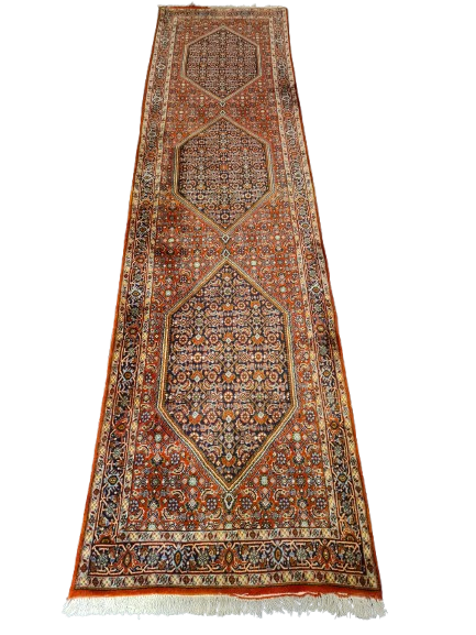 Perserteppich Orientteppich Handgeknüpfter Teppich Bidjar Läufer 347x82cm