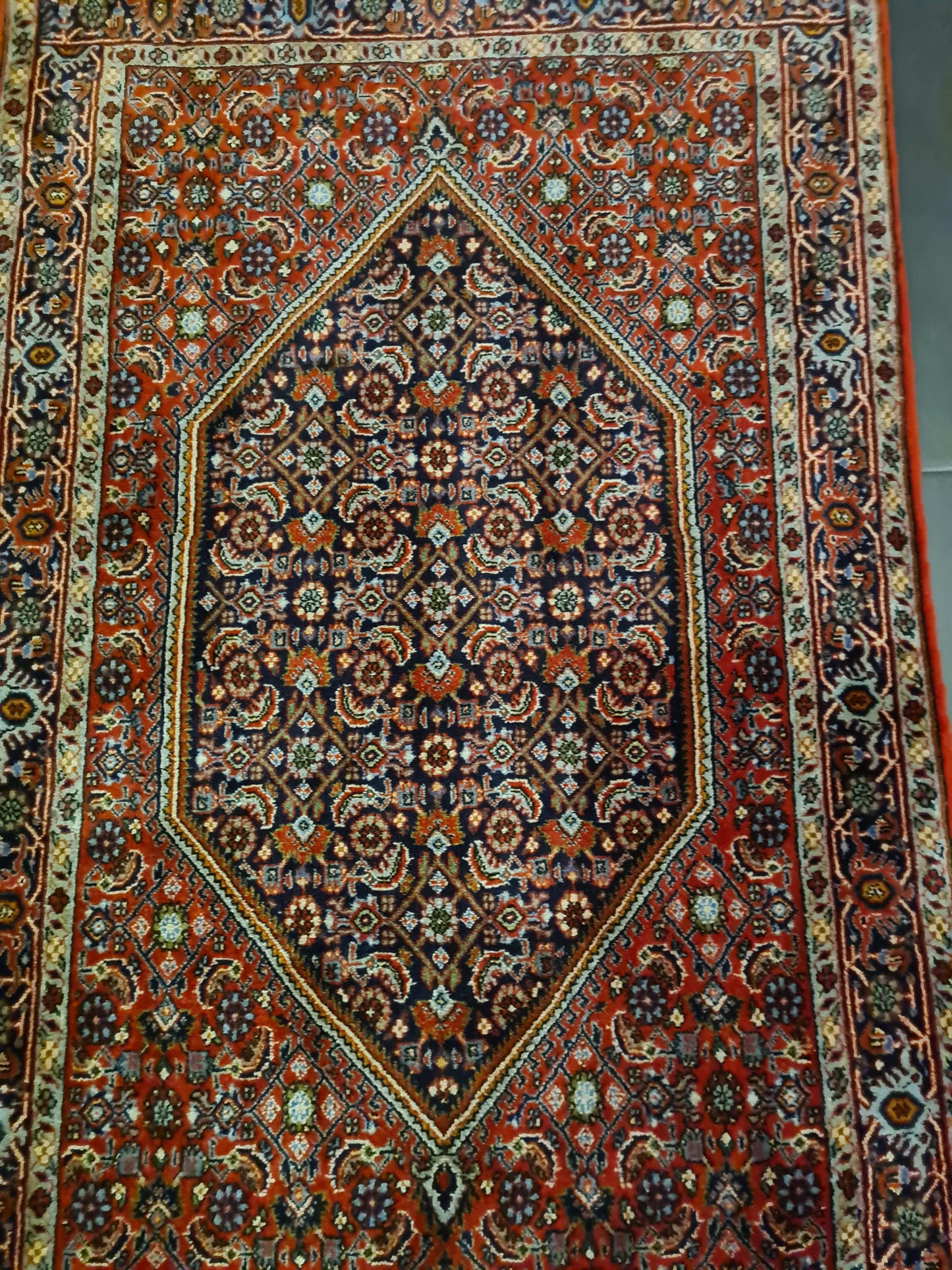 Perserteppich Orientteppich Handgeknüpfter Teppich Bidjar Läufer 347x82cm