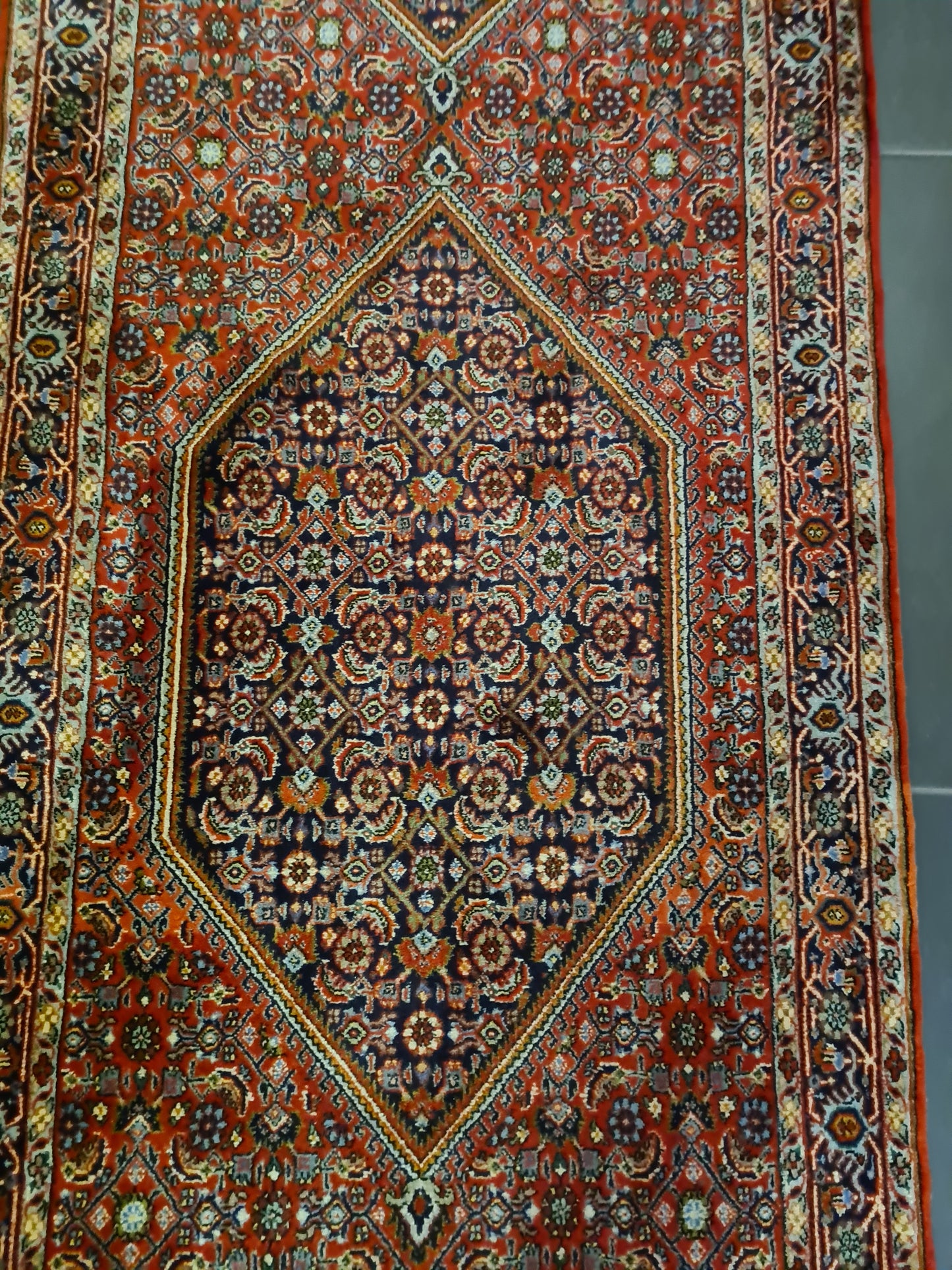 Perserteppich Orientteppich Handgeknüpfter Teppich Bidjar Läufer 347x82cm