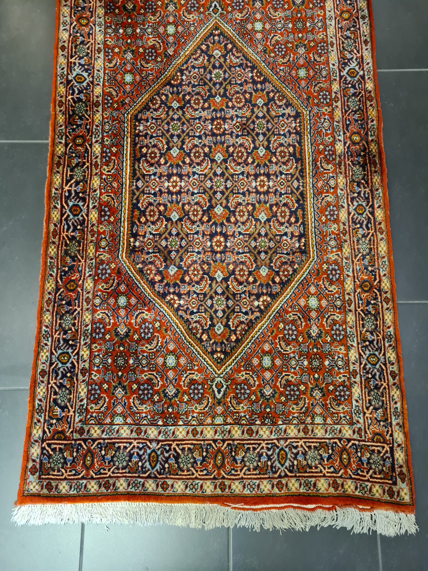 Perserteppich Orientteppich Handgeknüpfter Teppich Bidjar Läufer 347x82cm