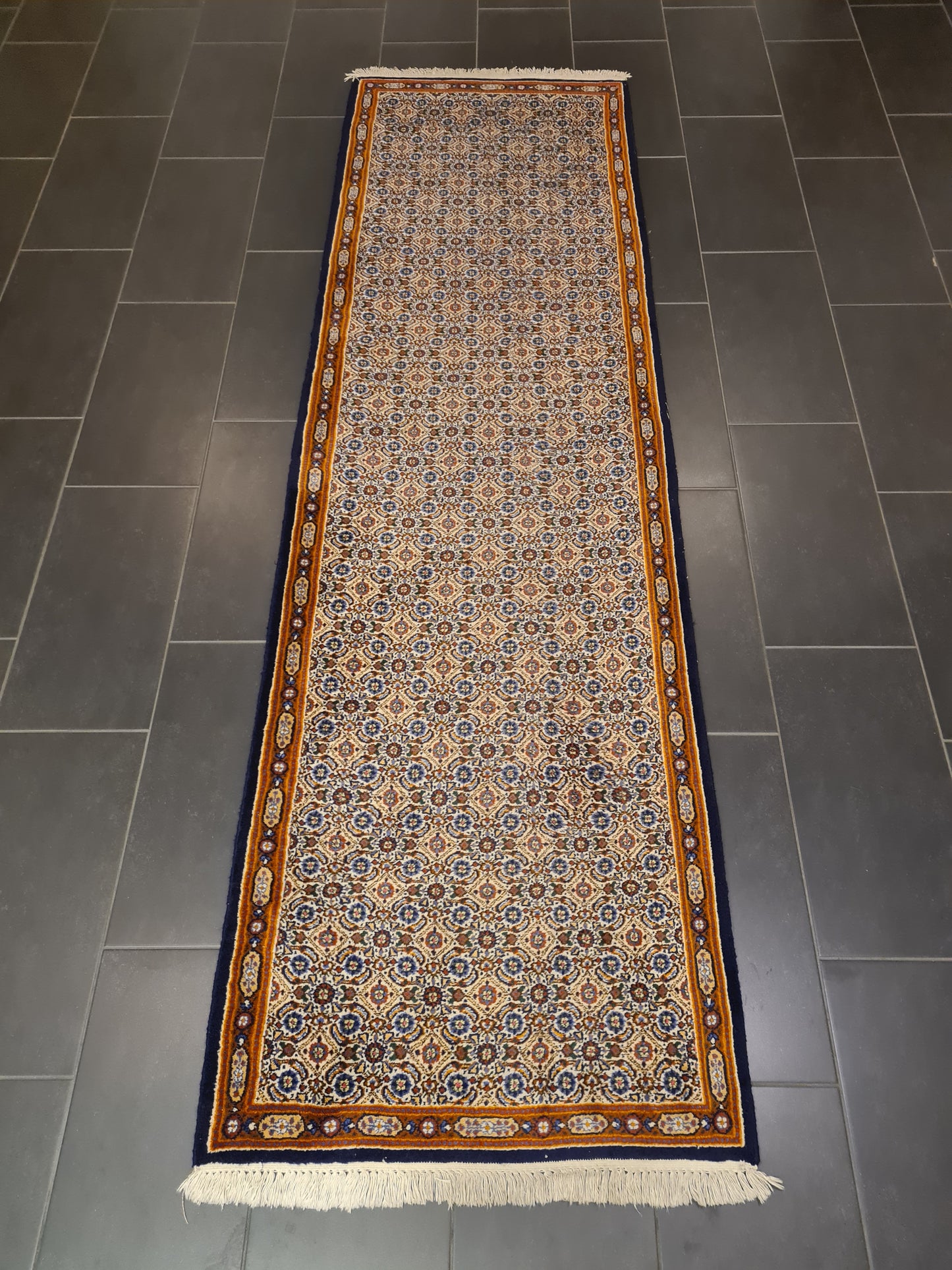 Perserteppich Orientteppich Handgeknüpfter Teppich Moud Läufer 300x88cm