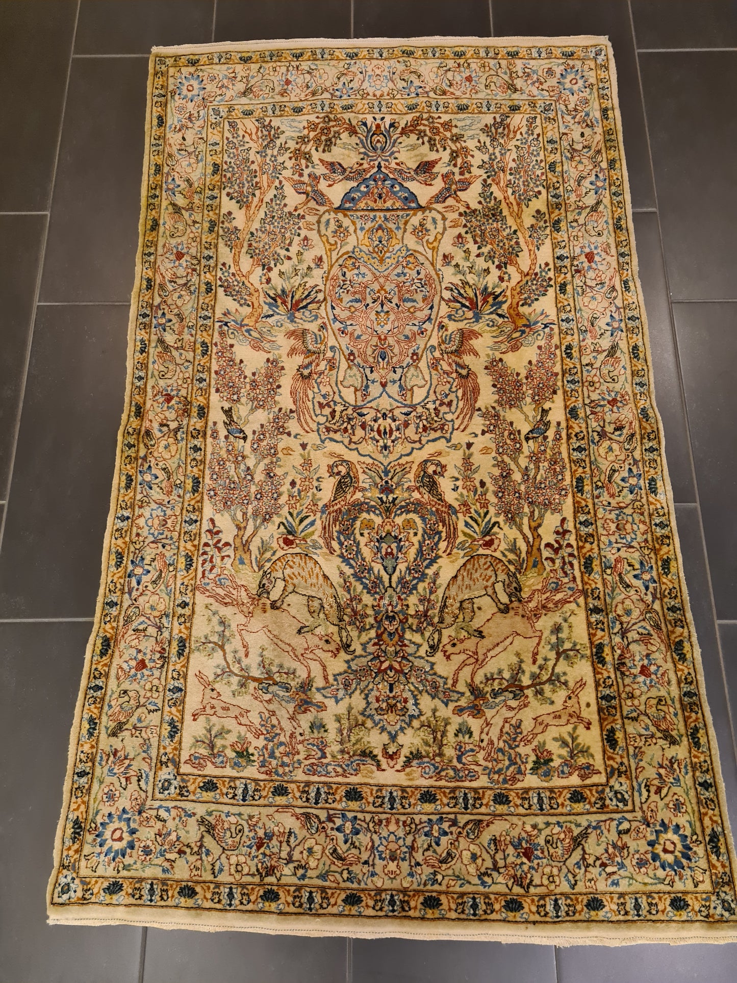 Perserteppich Orientteppich Handgeknüpfter Teppich Keshan Kork 171x102cm