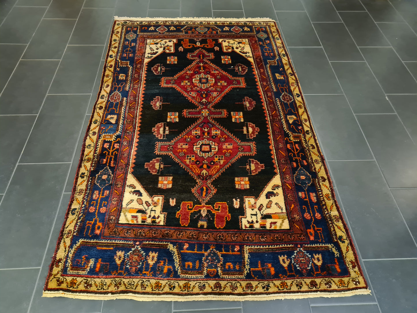 Perserteppich Orientteppich Handgeknüpfter Teppich Hamedan Antik 239x145cm