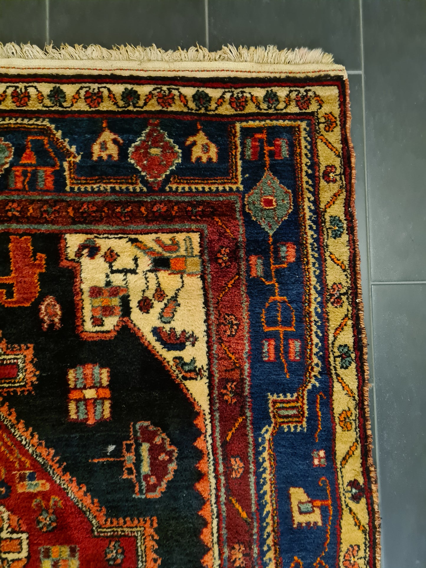 Perserteppich Orientteppich Handgeknüpfter Teppich Hamedan Antik 239x145cm