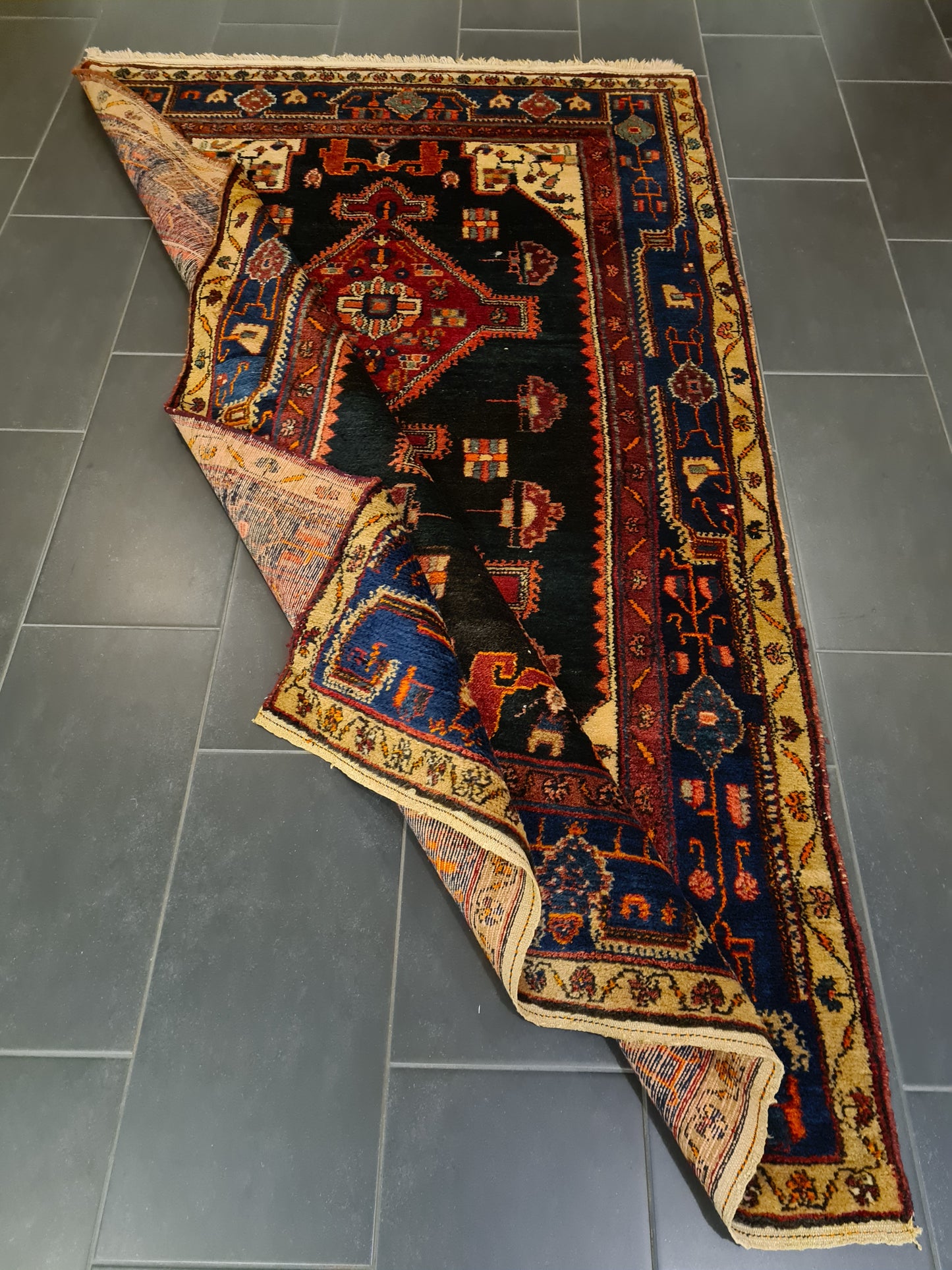 Perserteppich Orientteppich Handgeknüpfter Teppich Hamedan Antik 239x145cm