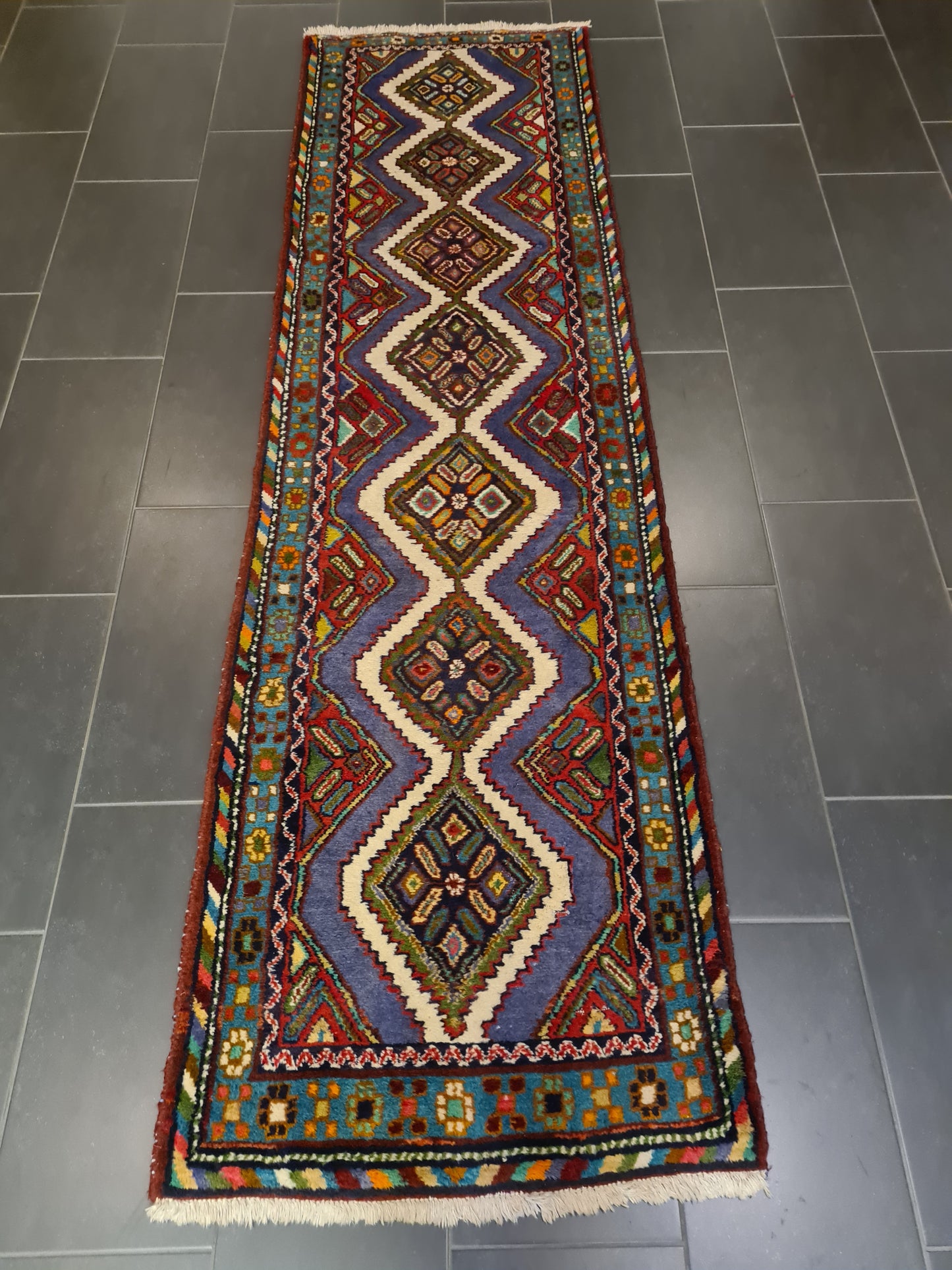 Perserteppich Orientteppich Handgeknüpfter Teppich Malaya Läufer 282x82cm