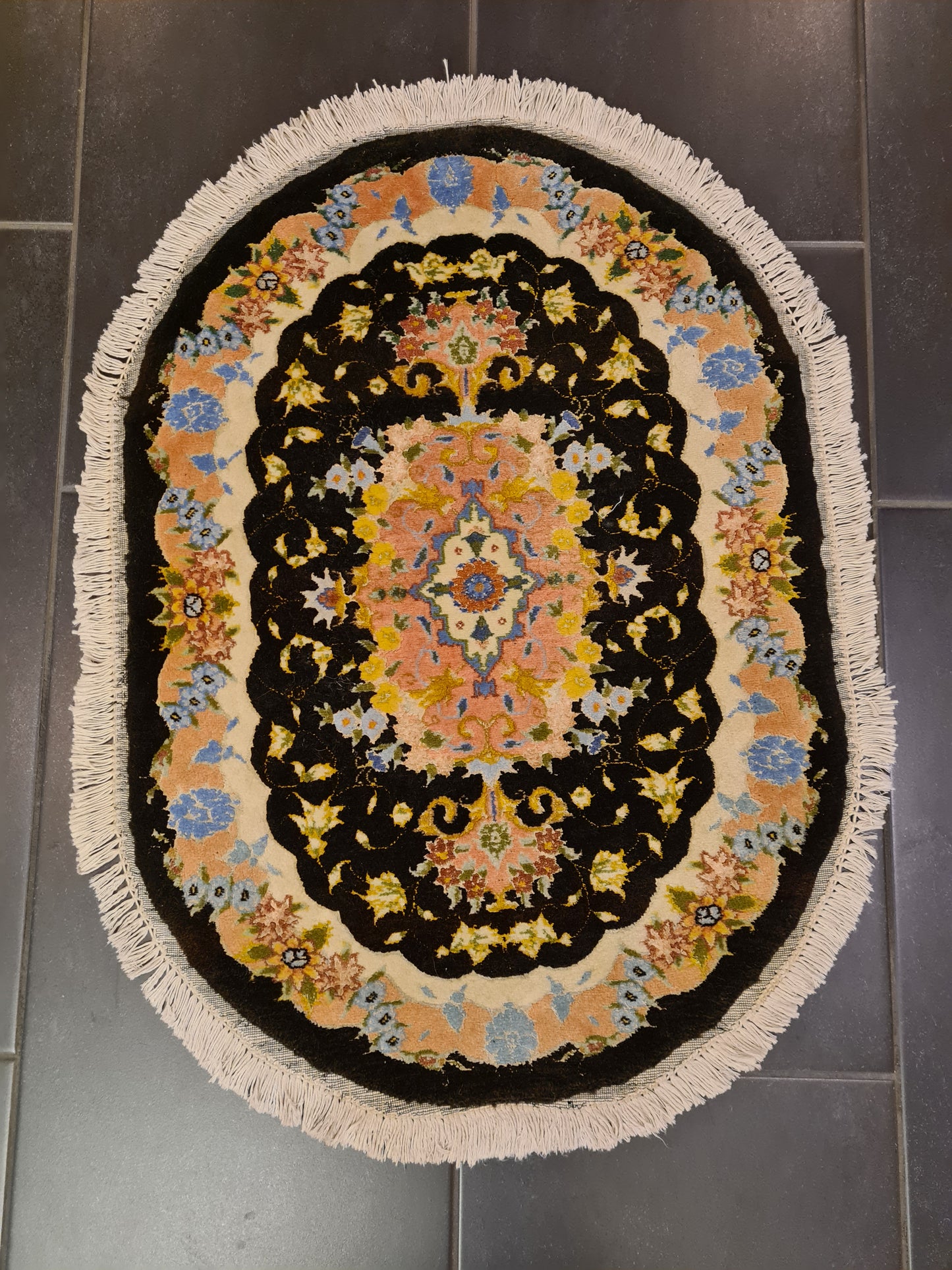 Perserteppich Orientteppich Handgeknüpfter Teppich Täbris 50 Raj Seide 80x60cm