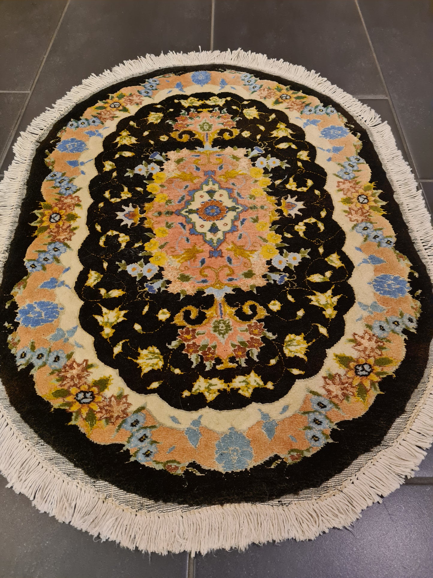 Perserteppich Orientteppich Handgeknüpfter Teppich Täbris 50 Raj Seide 80x60cm