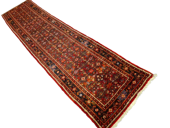 Perserteppich Orientteppich Handgeknüpfter Teppich Malaya Läufer 373x83cm