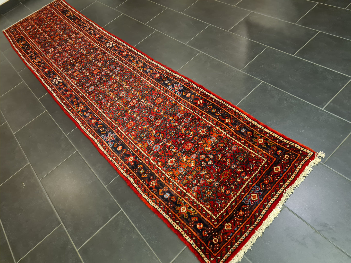 Perserteppich Orientteppich Handgeknüpfter Teppich Malaya Läufer 373x83cm