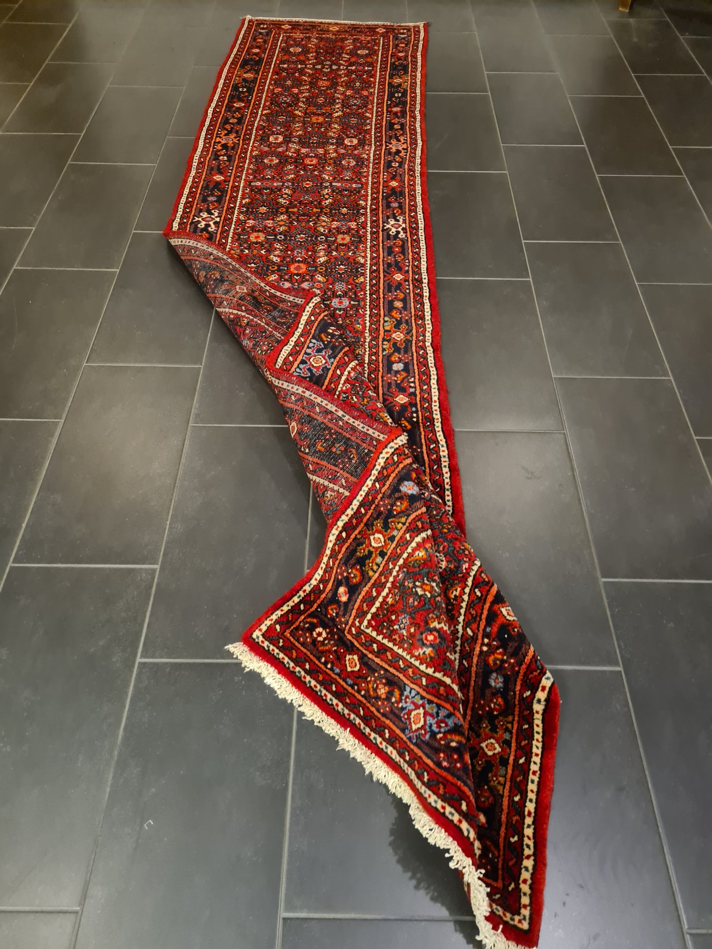 Perserteppich Orientteppich Handgeknüpfter Teppich Malaya Läufer 373x83cm