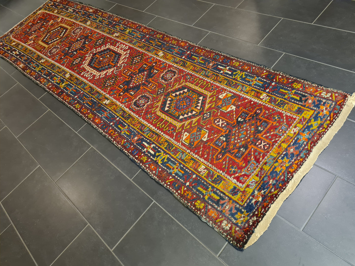 Perserteppich Orientteppich Handgeknüpfter Teppich Heris Läufer antik 336x97cm