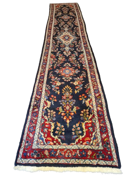 Perserteppich Orientteppich Handgeknüpfter Teppich Hamedan Läufer 467x87cm