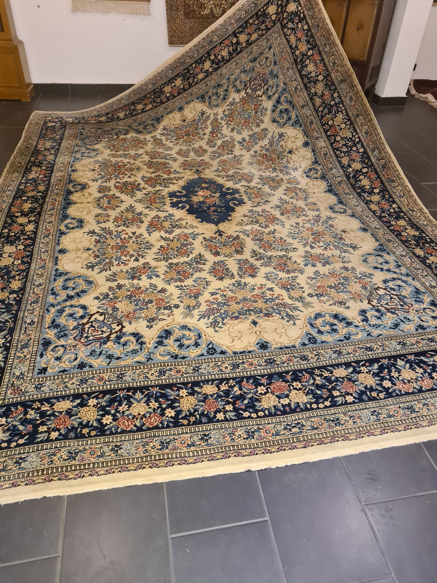 Perserteppich Orientteppich Handgeknüpfter Kirman Laver 384x281cm