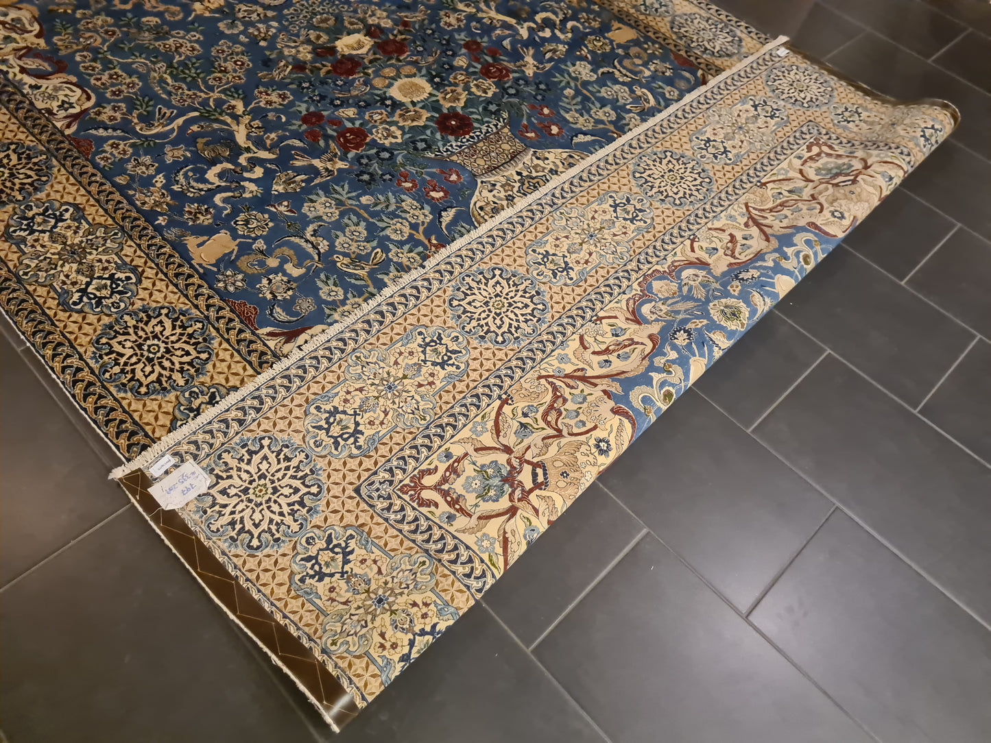 Perserteppich Orientteppich Handgeknüpfter Teppich Nain Seidenteppich 333x208cm