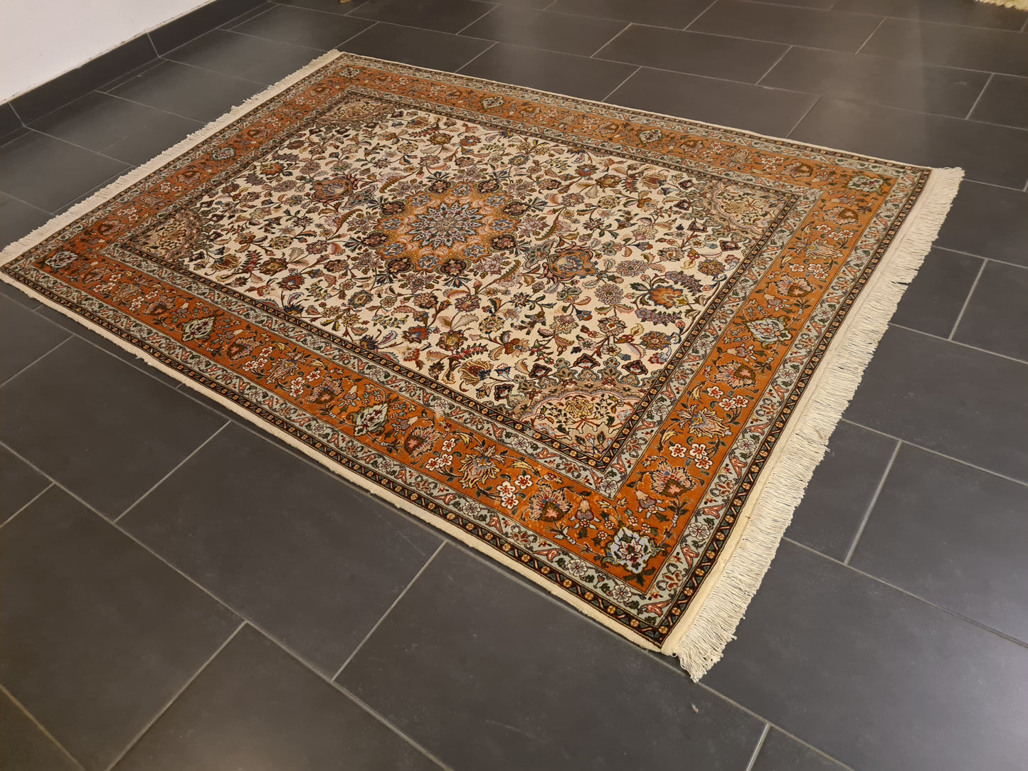 Orientteppich Perserteppich Seidenteppich Handgeknüpfter 50 Raj Täbris 223x153cm