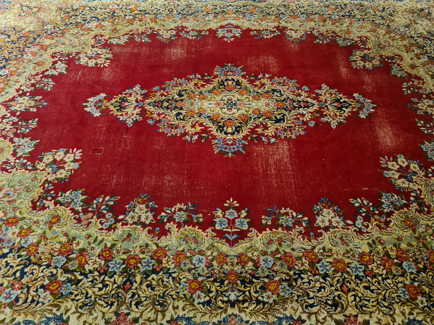 Perserteppich Orientteppich Handgeknüpfter Teppich Laver Kirman 373x267cm